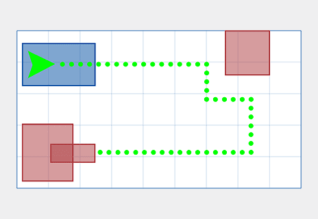マップ上で最適ルートを自動生成し自律走行するナビゲーション画面
